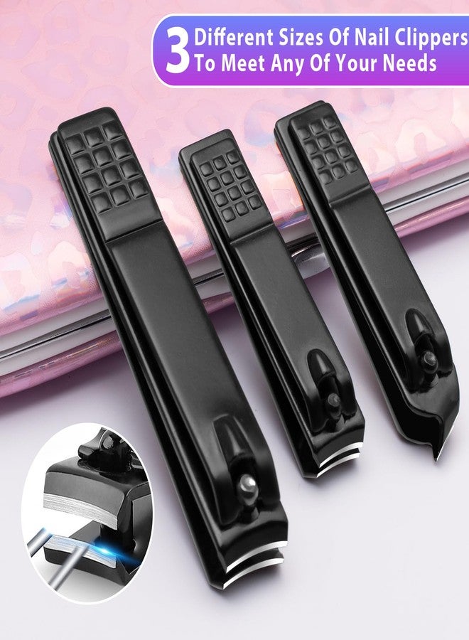 CGBE Nail Clippers Set, 12pcs Stainless Steel Nail Kit for Men, Manicure Set Pedicure kit for Mens Gifts - Black - Image 2